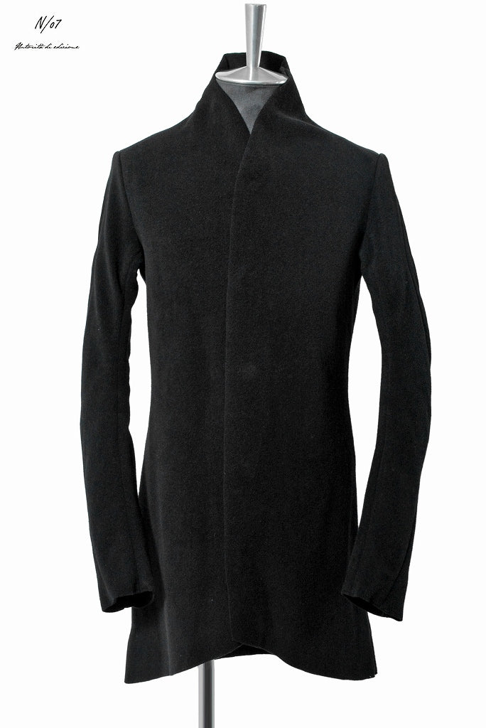 N/07  middle coat "tunicam" [stretch knit melton | hi neck anatomy] (BLACK)