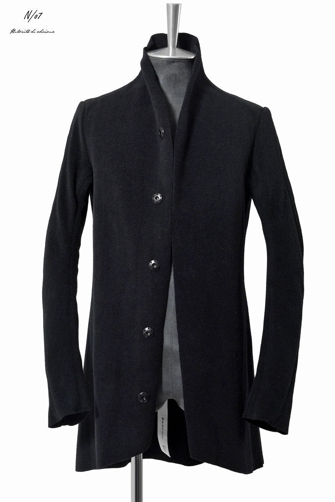 N/07  middle coat "tunicam" [stretch knit melton | hi neck anatomy] (BLACK) - Image 2