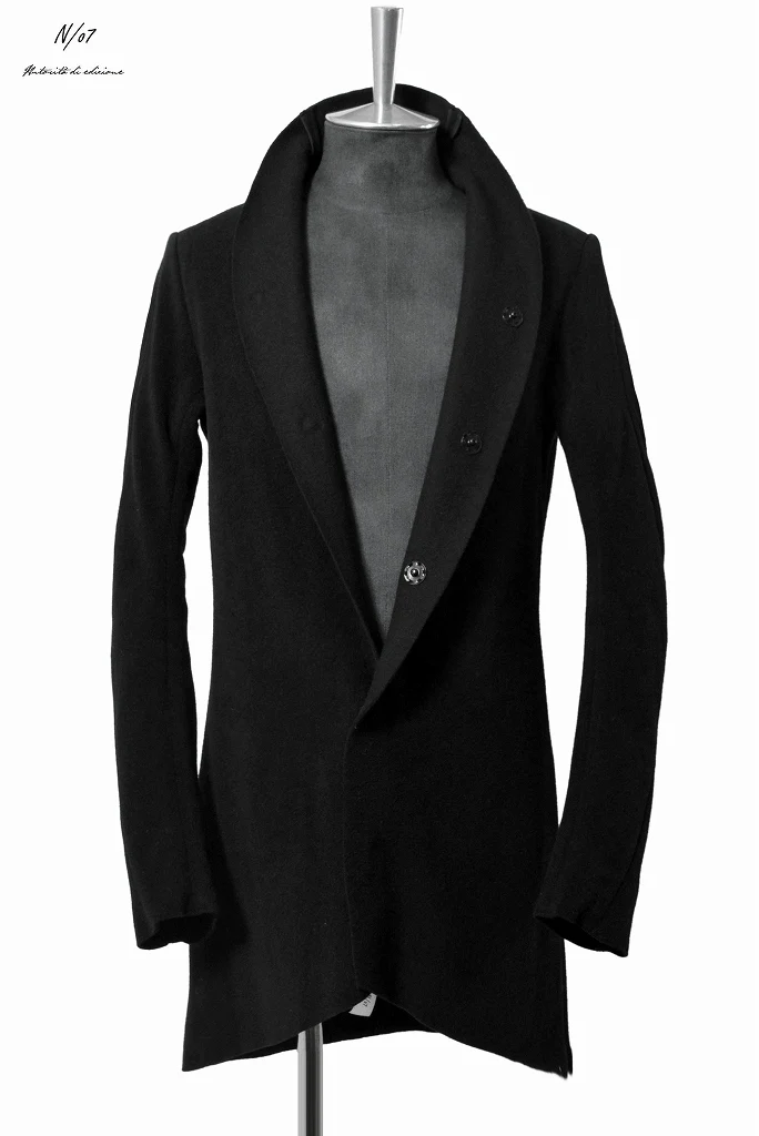 N/07  middle coat "tunicam" [stretch knit melton | hi neck anatomy] (BLACK) - Image 6