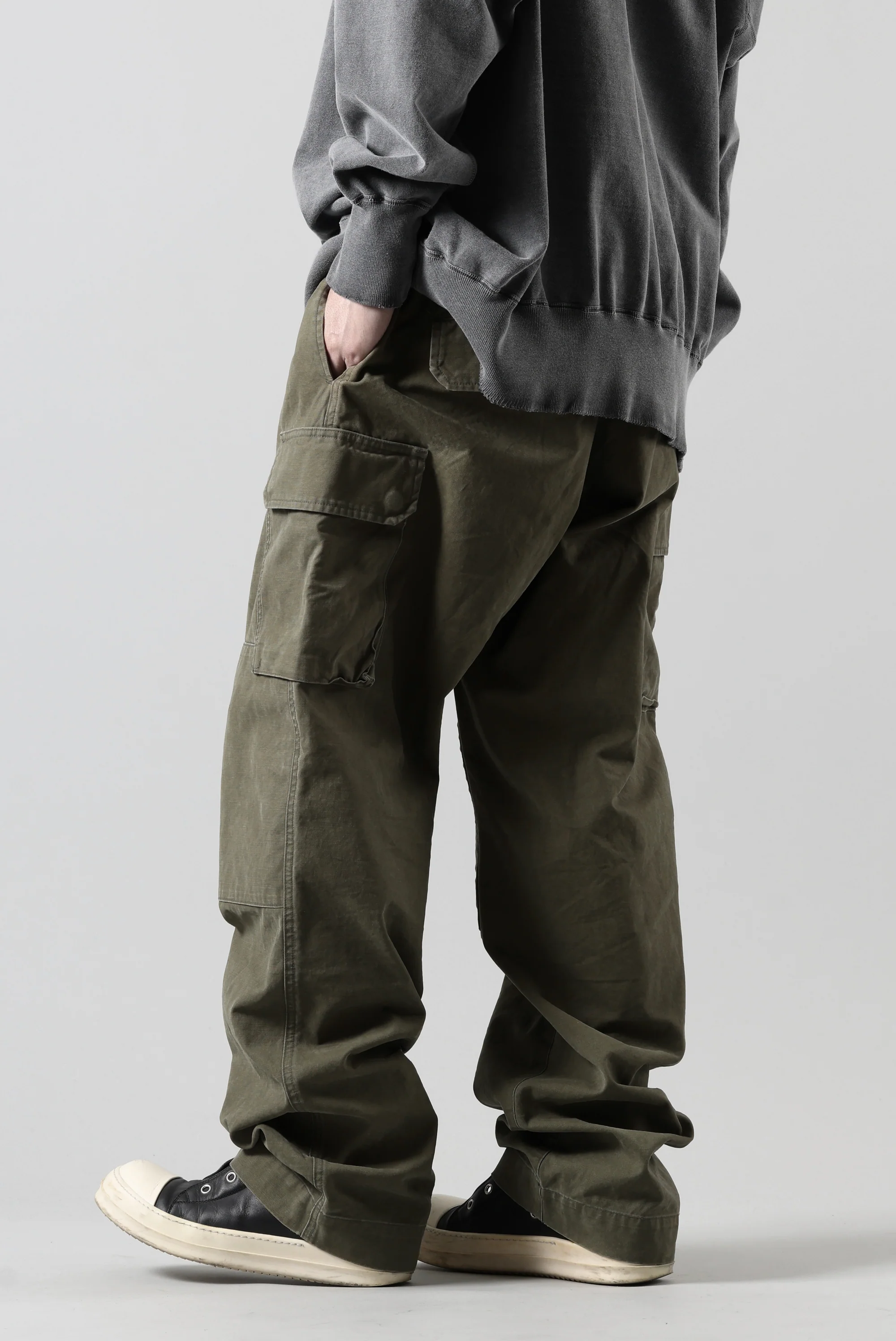 N/07 MILITARY TROUSERS M47 / VINTAGE BIO-WASHED DUCK CANVAS (KHAKI) - Image 21