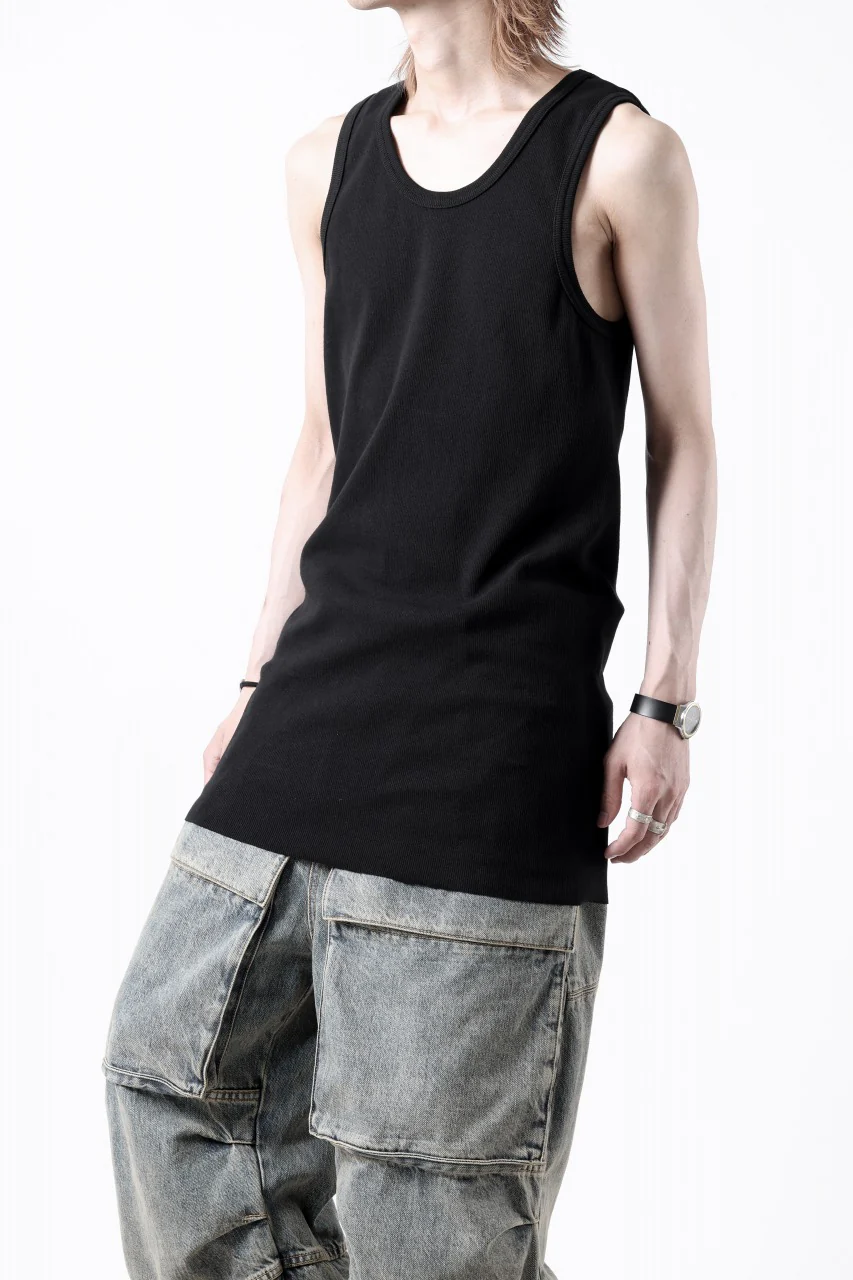 N/07 MINIMAL TANK TOP / SUPER STRETCH BARE TELECO (BLACK) - Image 11