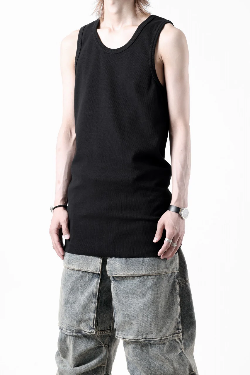 N/07 MINIMAL TANK TOP / SUPER STRETCH BARE TELECO (BLACK) - Image 13