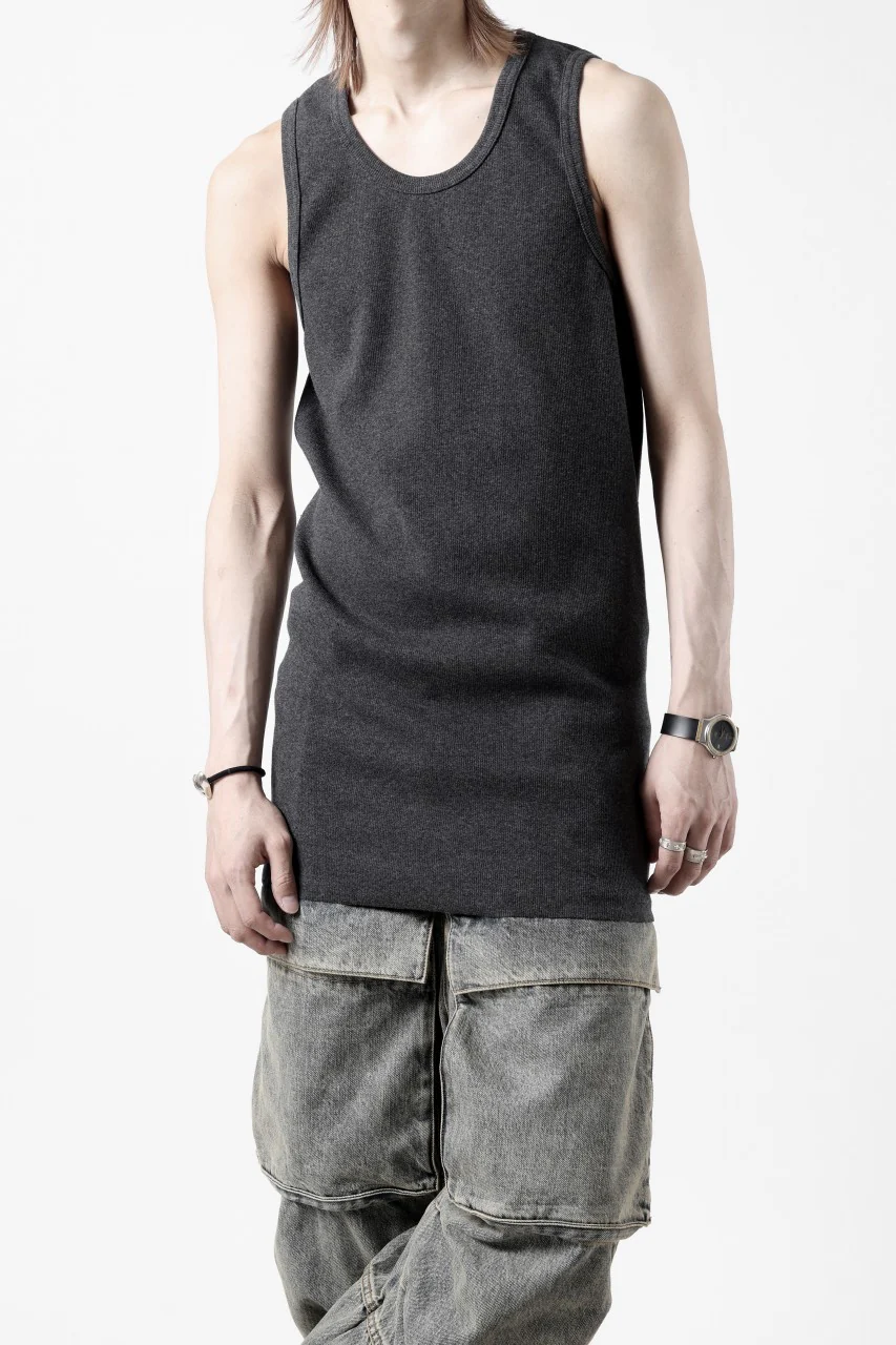 N/07 MINIMAL TANK TOP / SUPER STRETCH BARE TELECO (HEATHER GREY) - Image 3