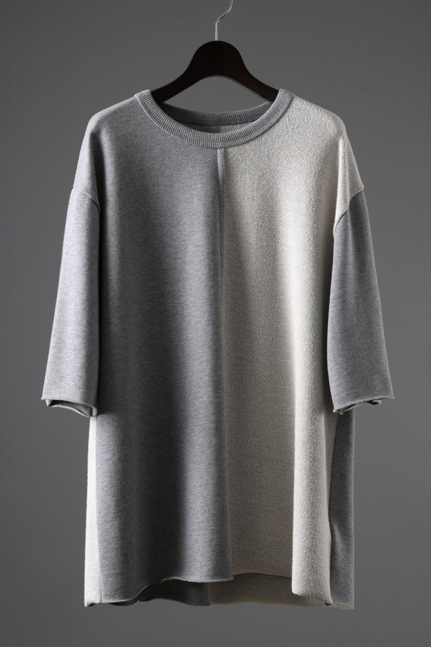 N/07 -one make- SWITCHING HALF-SLEEVE TOPS / BACK PILE FLEESE (LIGHT GREY)