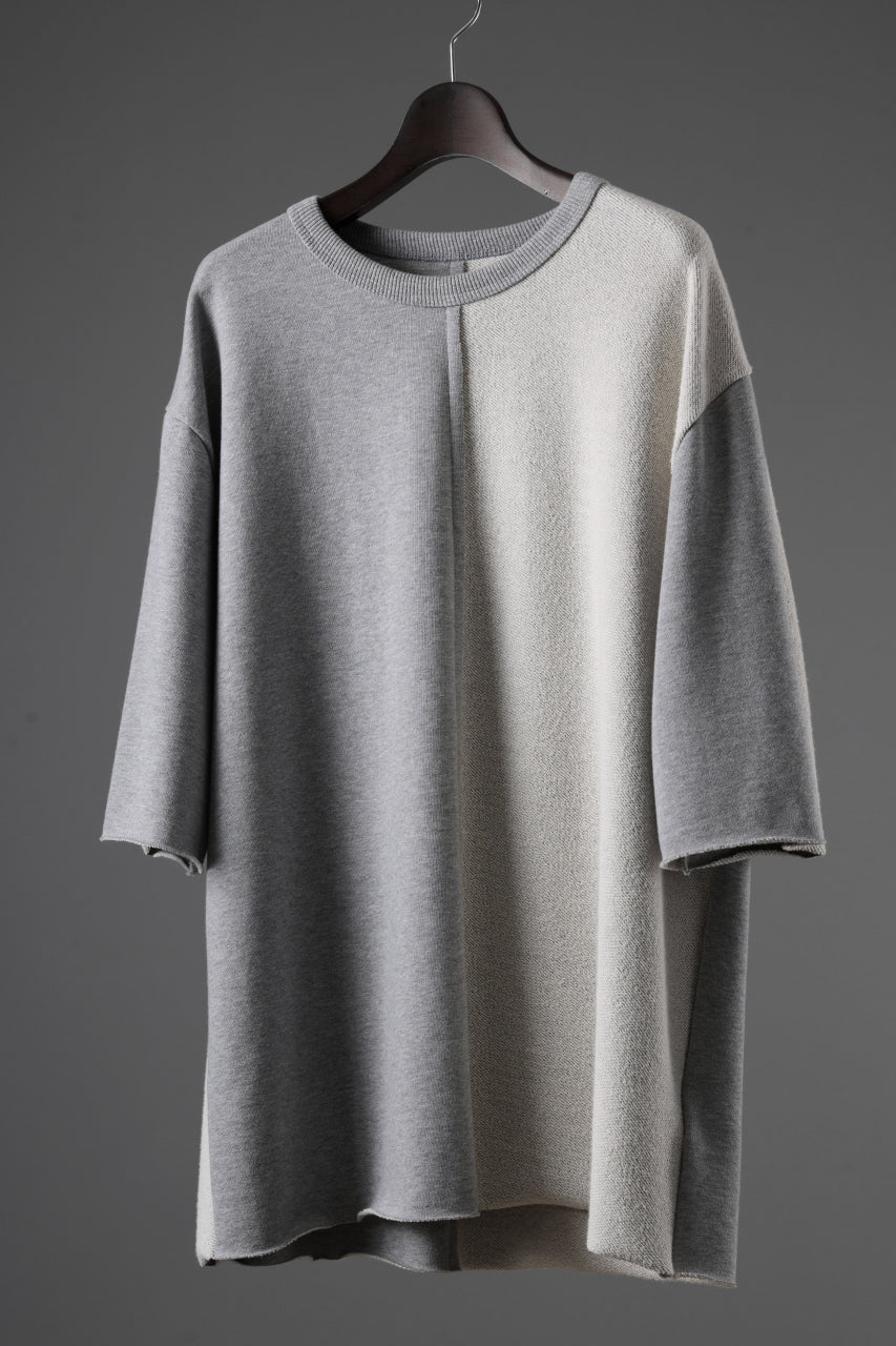 N/07 -one make- SWITCHING HALF-SLEEVE TOPS / BACK PILE FLEESE (LIGHT GREY) - Image 2
