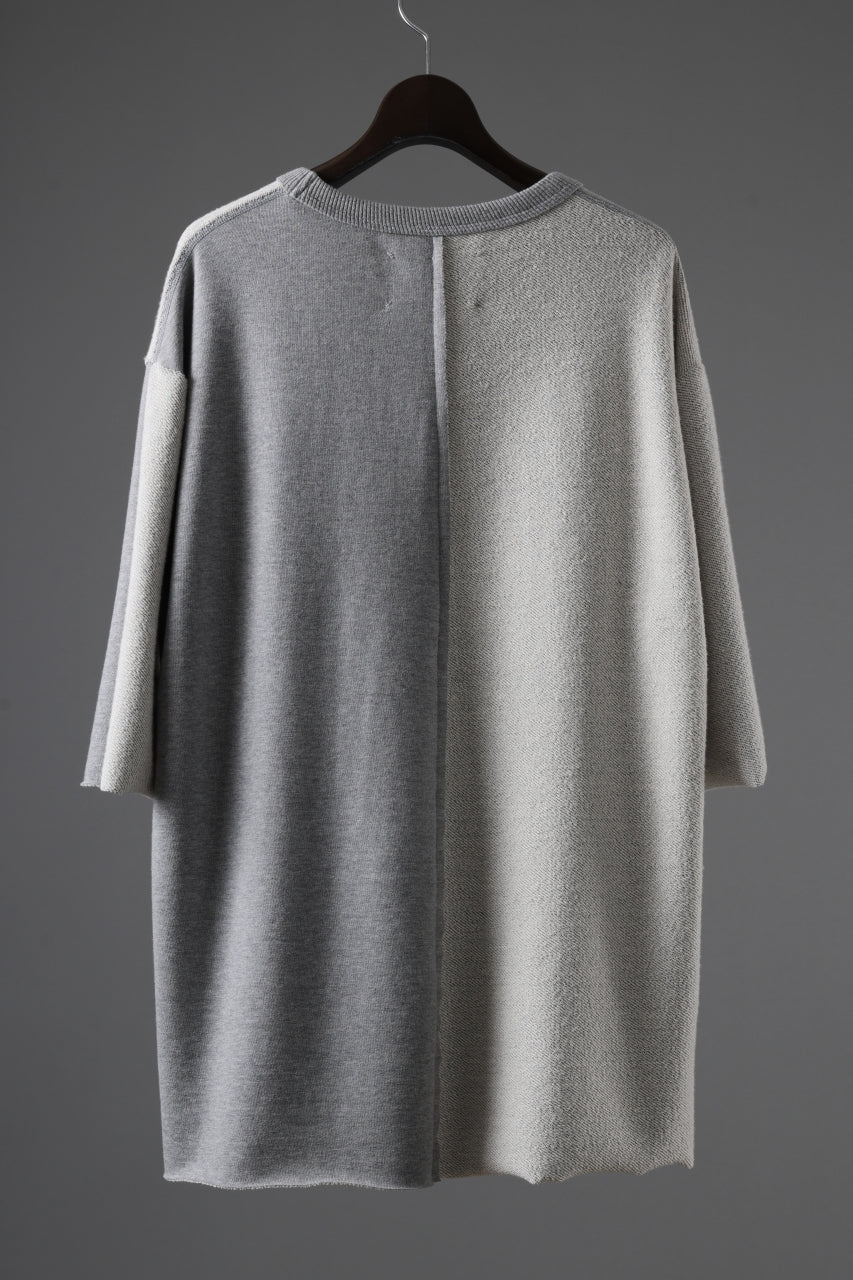N/07 -one make- SWITCHING HALF-SLEEVE TOPS / BACK PILE FLEESE (LIGHT GREY) - Image 3