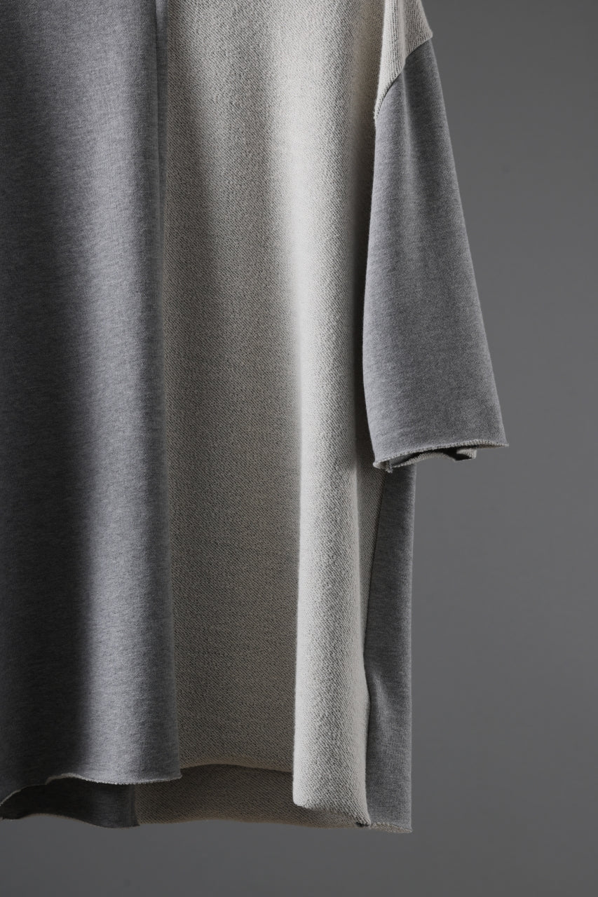 N/07 -one make- SWITCHING HALF-SLEEVE TOPS / BACK PILE FLEESE (LIGHT GREY) - Image 4