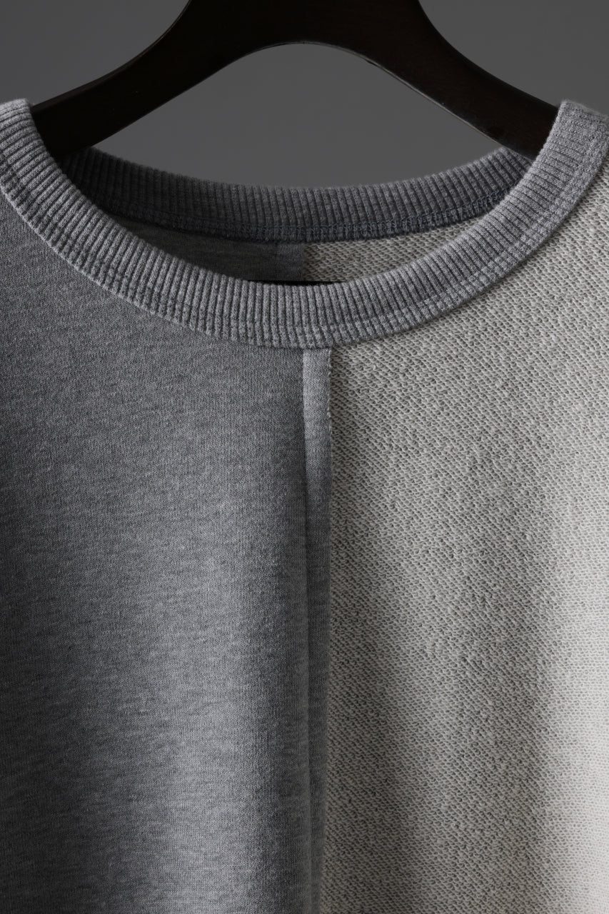 N/07 -one make- SWITCHING HALF-SLEEVE TOPS / BACK PILE FLEESE (LIGHT GREY) - Image 6