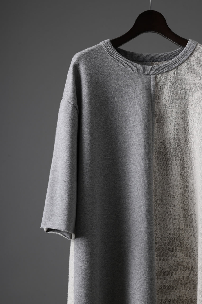 N/07 -one make- SWITCHING HALF-SLEEVE TOPS / BACK PILE FLEESE (LIGHT GREY) - Image 8