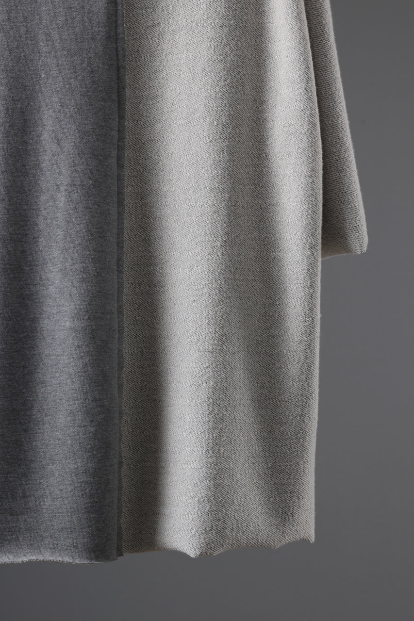 N/07 -one make- SWITCHING HALF-SLEEVE TOPS / BACK PILE FLEESE (LIGHT GREY) - Image 9