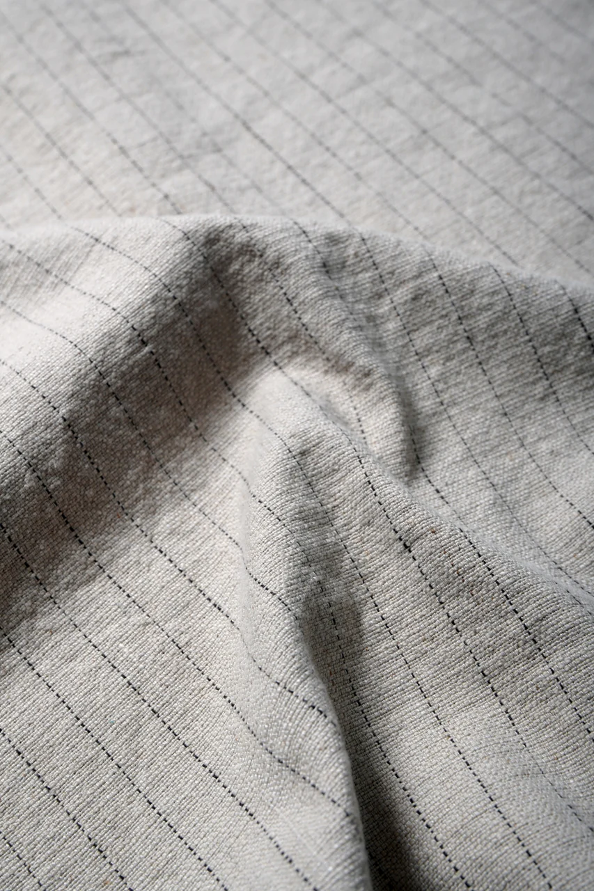 N/07 OPEN COLLAR H/S SHIRT / HEAVY C/LI BUTCHER STRIPES (BEIGE) - Image 14