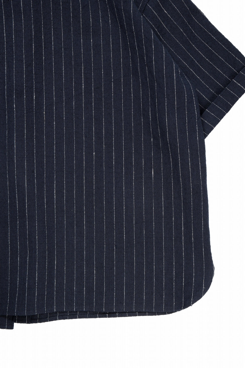 N/07 OPEN COLLAR H/S SHIRT / HEAVY C/LI BUTCHER STRIPES (BLACK NAVY) - Image 12