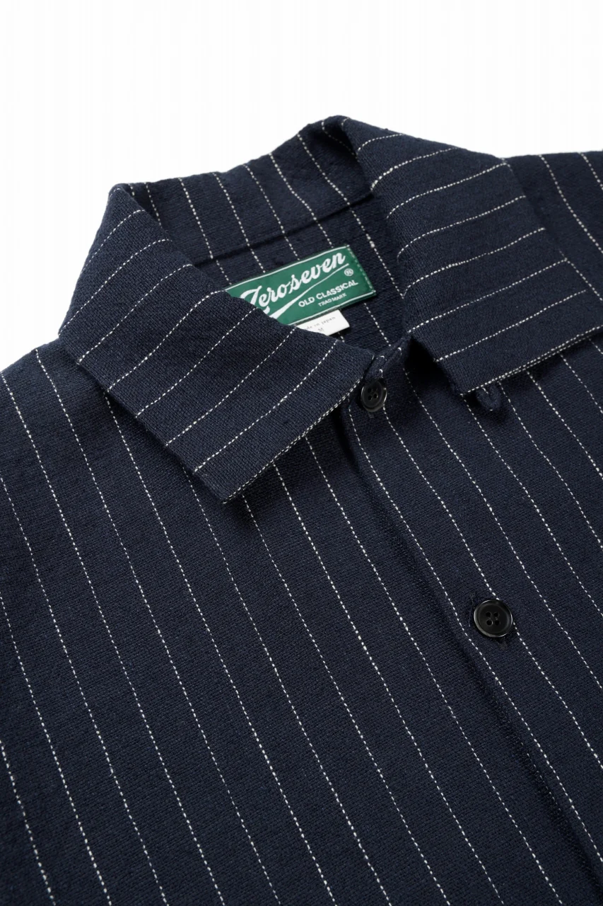 N/07 OPEN COLLAR H/S SHIRT / HEAVY C/LI BUTCHER STRIPES (BLACK NAVY) - Image 4