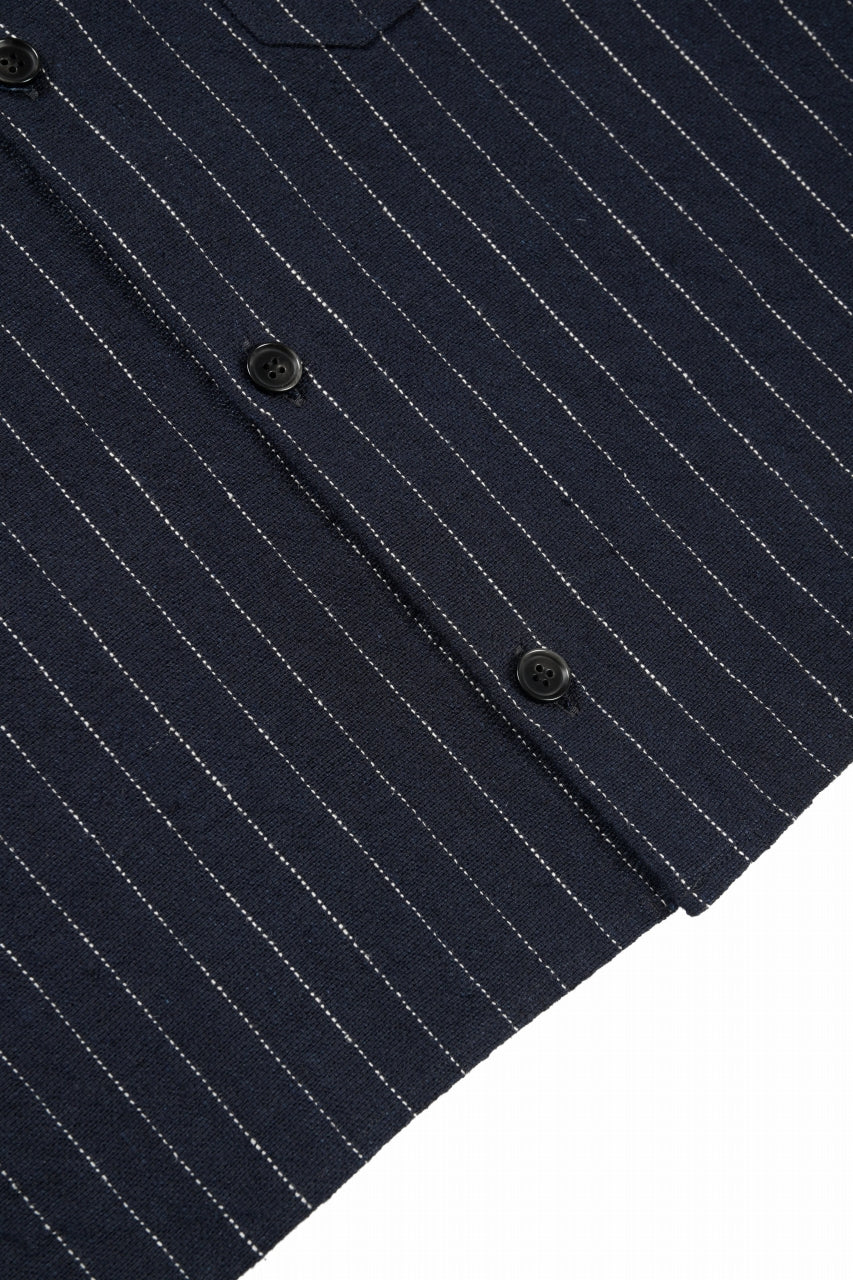 N/07 OPEN COLLAR H/S SHIRT / HEAVY C/LI BUTCHER STRIPES (BLACK NAVY) - Image 5