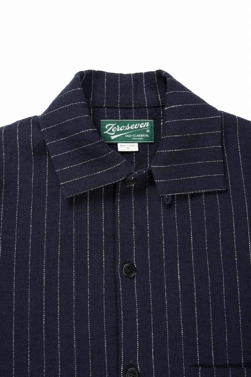 N/07 OPEN COLLAR H/S SHIRT / HEAVY C/LI BUTCHER STRIPES (BLACK NAVY) - Image 6