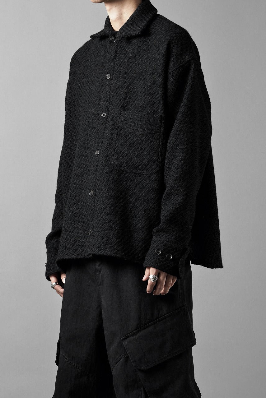N/07 OPEN COLLAR L/S SHIRT / FRENCH CARZE (BLACK) - Image 16