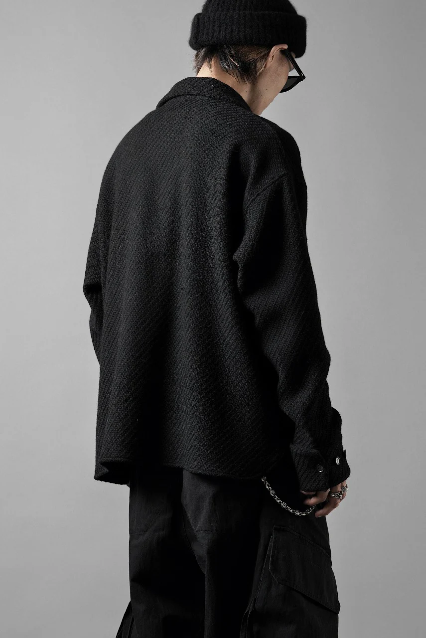 N/07 OPEN COLLAR L/S SHIRT / FRENCH CARZE (BLACK) - Image 17