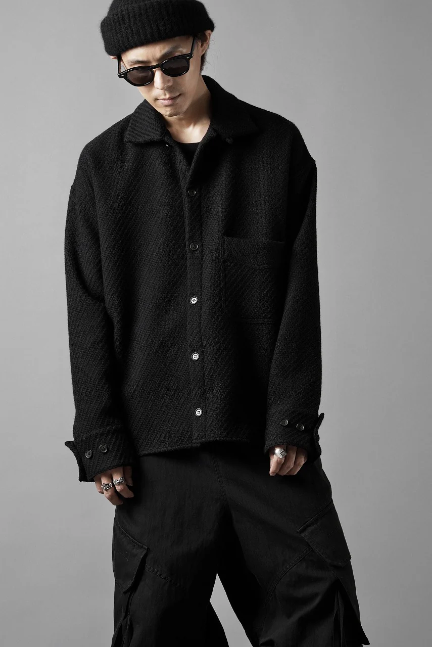 N/07 OPEN COLLAR L/S SHIRT / FRENCH CARZE (BLACK) - Image 18