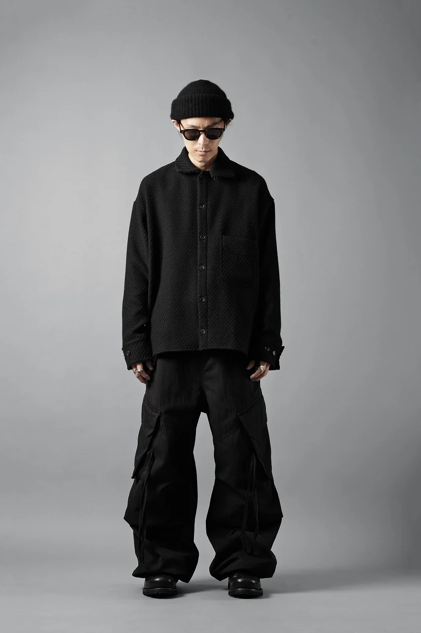 N/07 OPEN COLLAR L/S SHIRT / FRENCH CARZE (BLACK) - Image 19