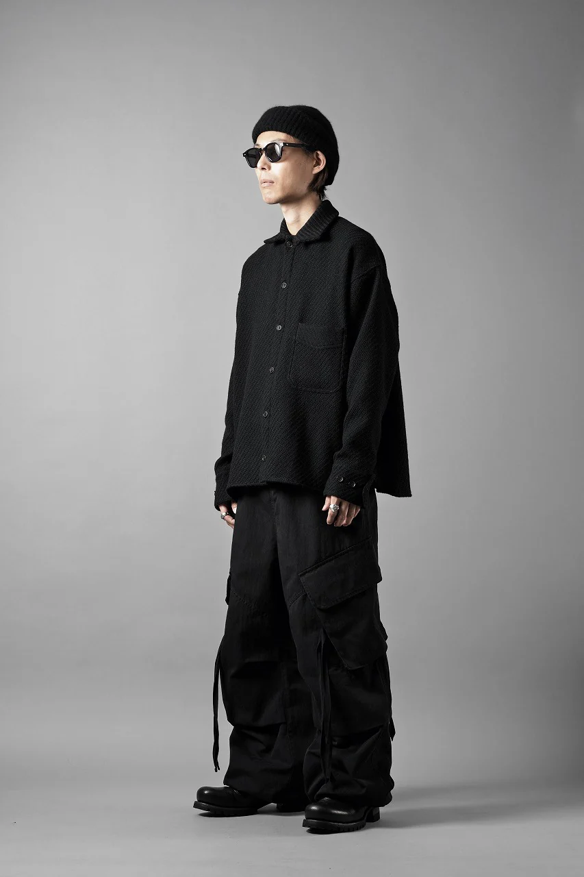 N/07 OPEN COLLAR L/S SHIRT / FRENCH CARZE (BLACK) - Image 20