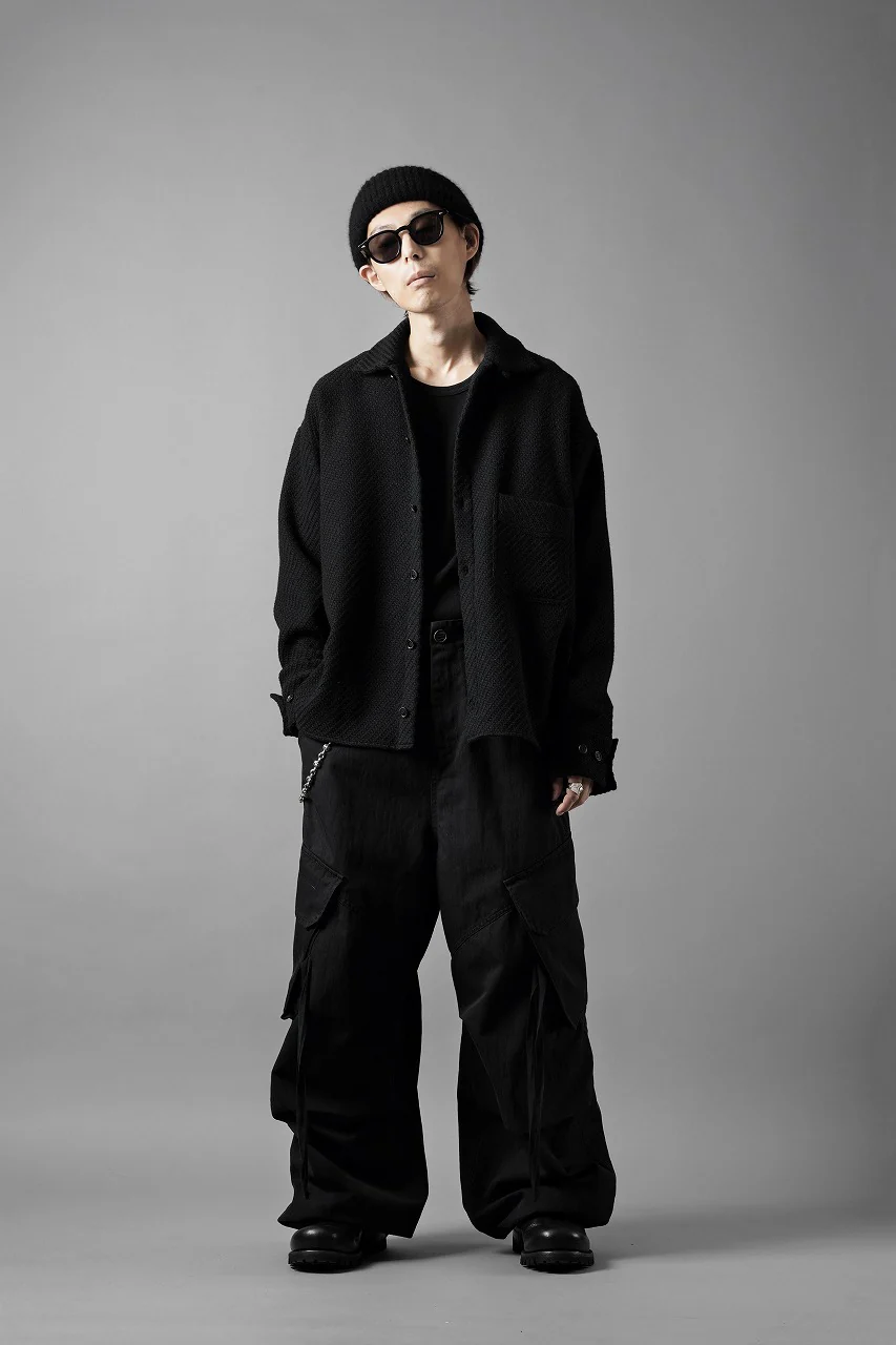 N/07 OPEN COLLAR L/S SHIRT / FRENCH CARZE (BLACK) - Image 24