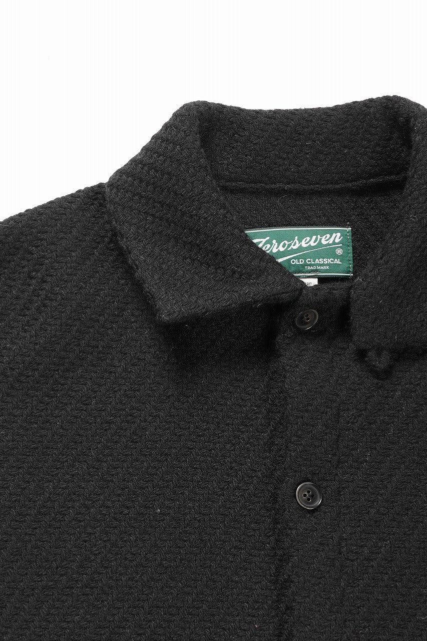 N/07 OPEN COLLAR L/S SHIRT / FRENCH CARZE (BLACK) - Image 5