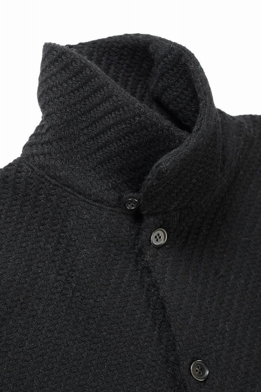 N/07 OPEN COLLAR L/S SHIRT / FRENCH CARZE (BLACK) - Image 8