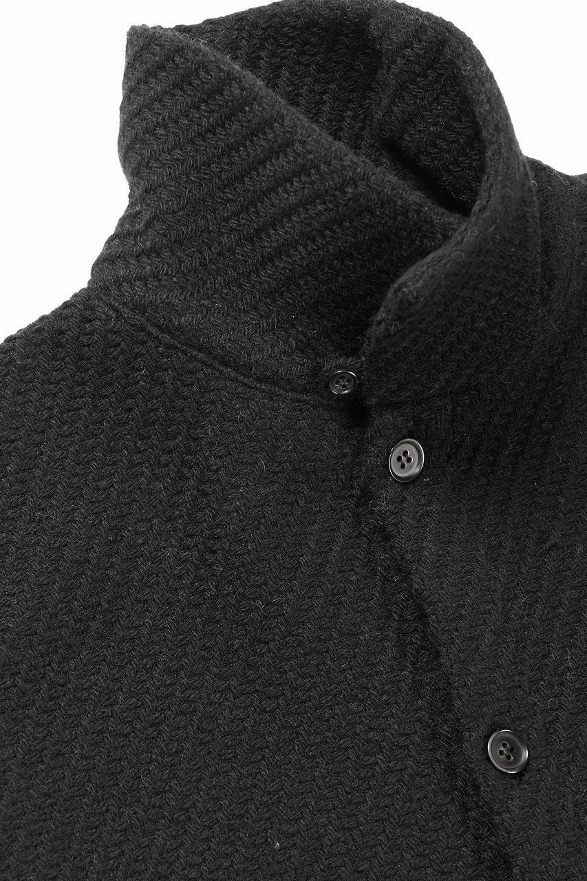 N/07 OPEN COLLAR L/S SHIRT / FRENCH CARZE (BLACK) - Image 9