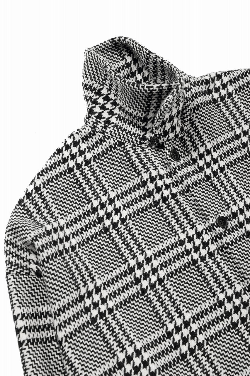 N/07 OPEN COLLAR L/S SHIRT / HOUNDSTOOTH GLEN CHECK (WHITE x BLACK) - Image 10