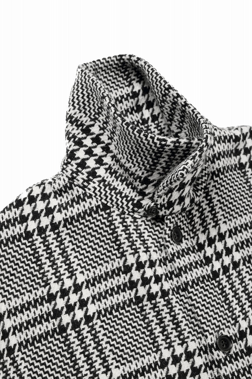 N/07 OPEN COLLAR L/S SHIRT / HOUNDSTOOTH GLEN CHECK (WHITE x BLACK) - Image 11