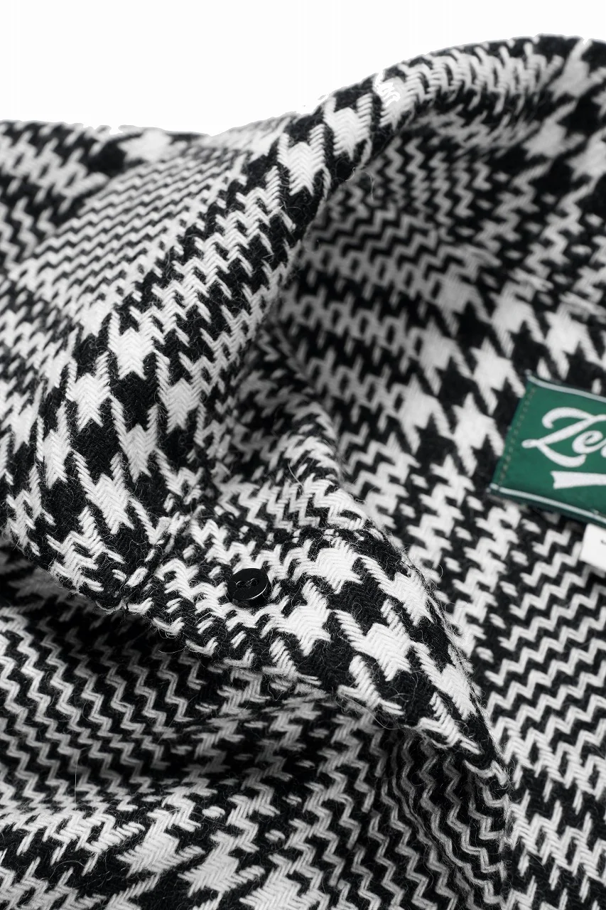 N/07 OPEN COLLAR L/S SHIRT / HOUNDSTOOTH GLEN CHECK (WHITE x BLACK) - Image 14