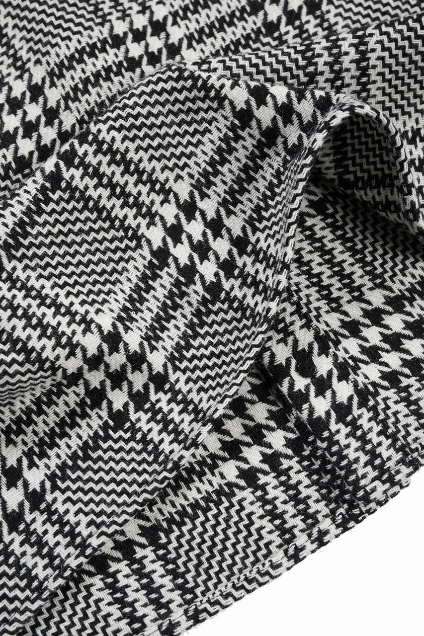 N/07 OPEN COLLAR L/S SHIRT / HOUNDSTOOTH GLEN CHECK (WHITE x BLACK) - Image 16