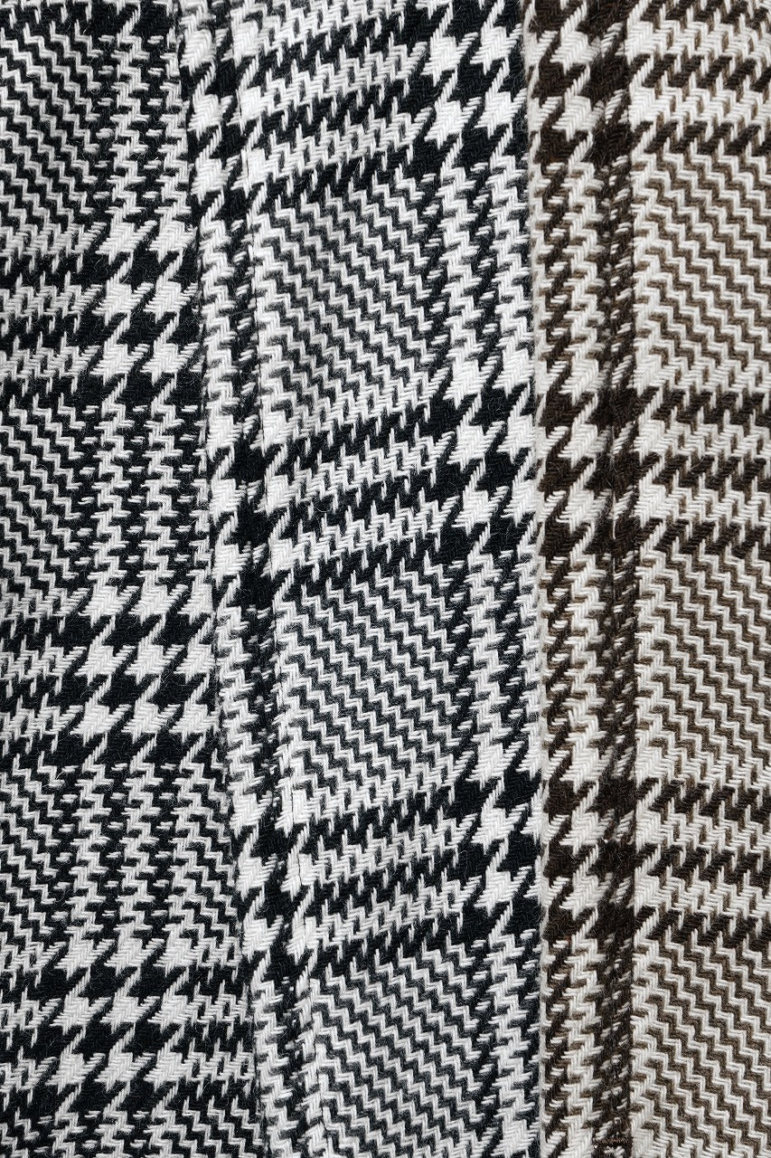 N/07 OPEN COLLAR L/S SHIRT / HOUNDSTOOTH GLEN CHECK (WHITE x BLACK) - Image 18