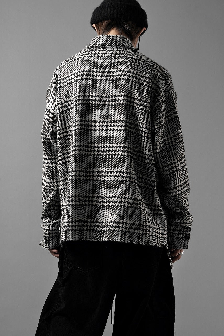 N/07 OPEN COLLAR L/S SHIRT / HOUNDSTOOTH GLEN CHECK (WHITE x BLACK) - Image 22