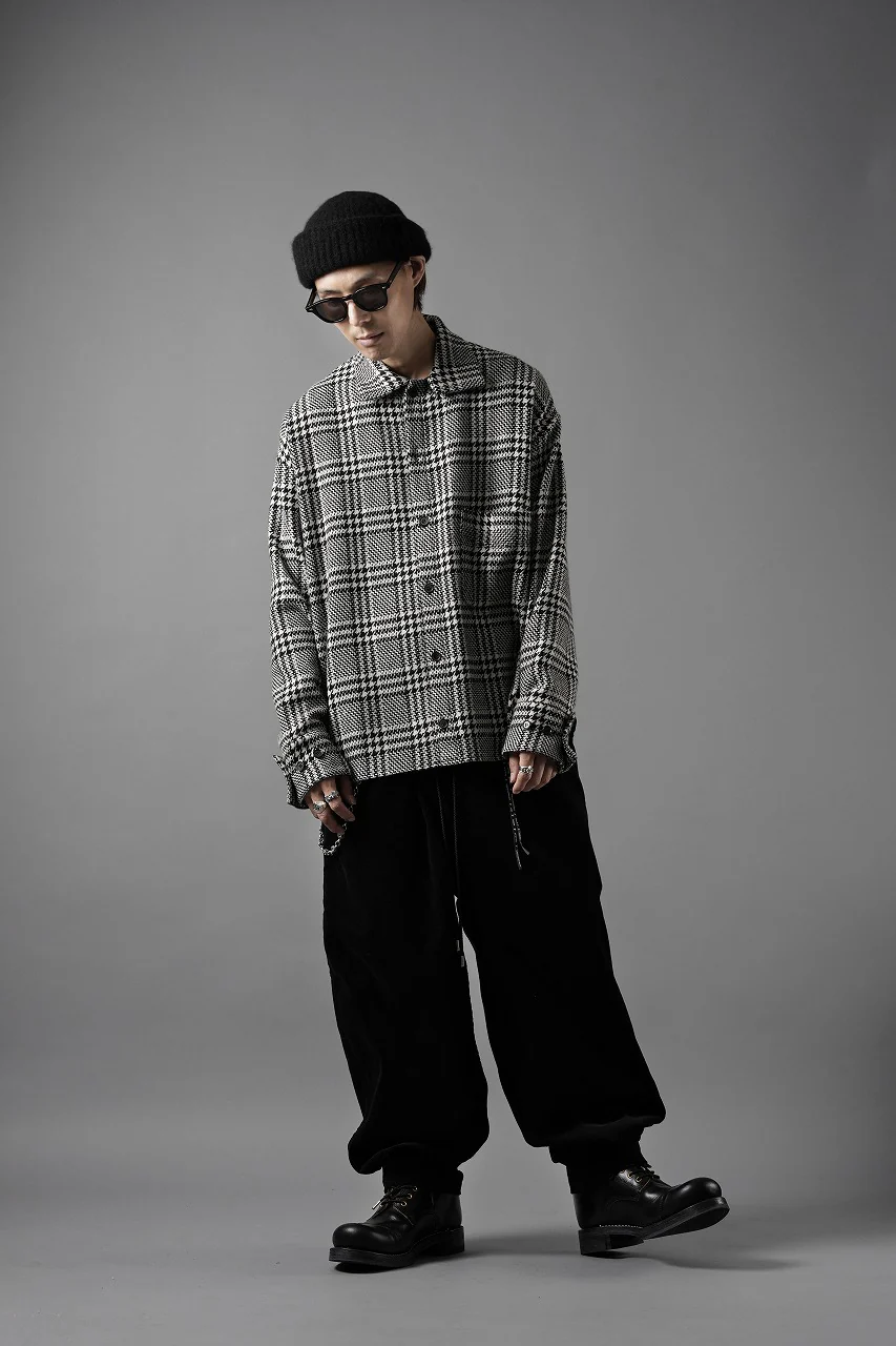 N/07 OPEN COLLAR L/S SHIRT / HOUNDSTOOTH GLEN CHECK (WHITE x BLACK) - Image 24