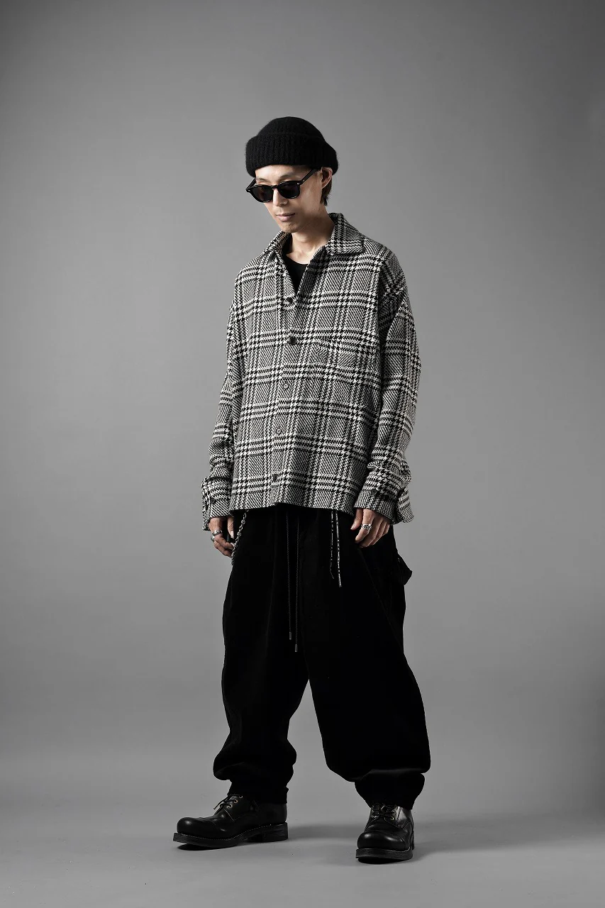 N/07 OPEN COLLAR L/S SHIRT / HOUNDSTOOTH GLEN CHECK (WHITE x BLACK) - Image 27