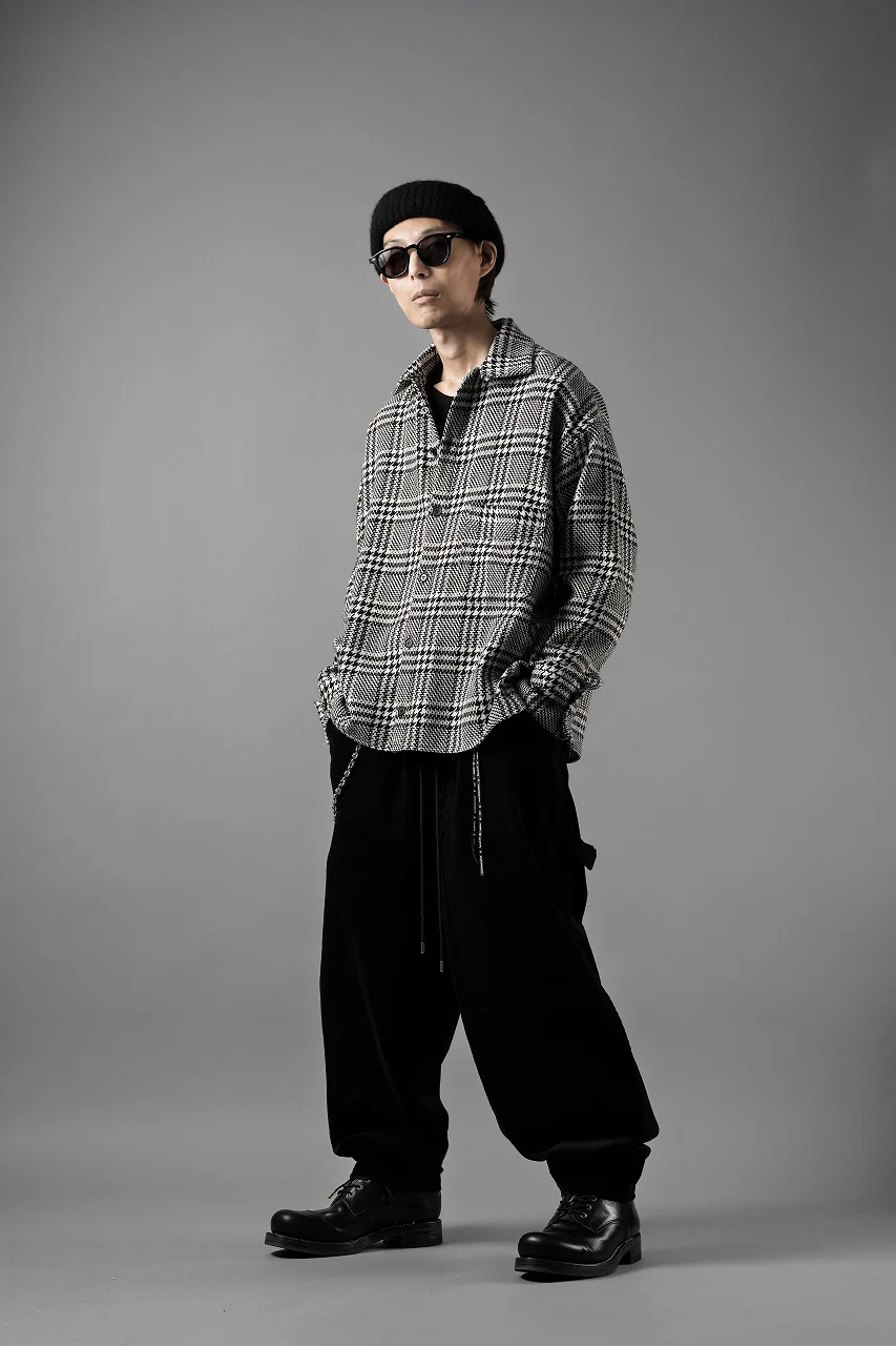 N/07 OPEN COLLAR L/S SHIRT / HOUNDSTOOTH GLEN CHECK (WHITE x BLACK) - Image 28