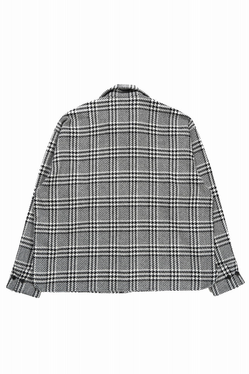 N/07 OPEN COLLAR L/S SHIRT / HOUNDSTOOTH GLEN CHECK (WHITE x BLACK) - Image 3