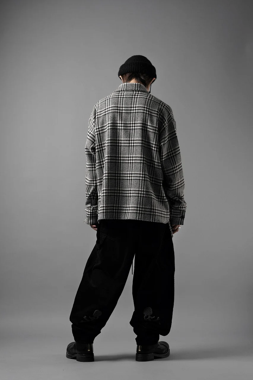 N/07 OPEN COLLAR L/S SHIRT / HOUNDSTOOTH GLEN CHECK (WHITE x BLACK) - Image 30