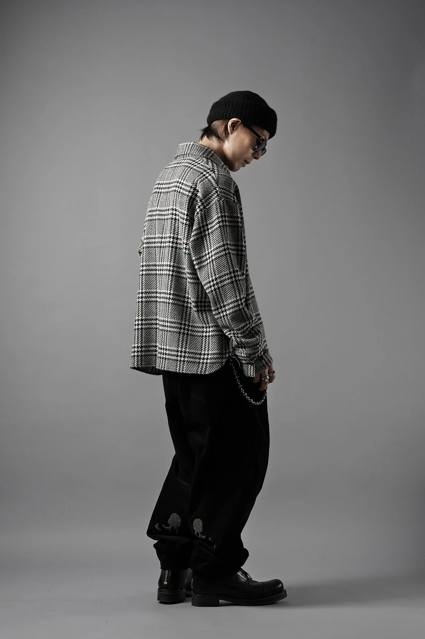 N/07 OPEN COLLAR L/S SHIRT / HOUNDSTOOTH GLEN CHECK (WHITE x BLACK) - Image 31