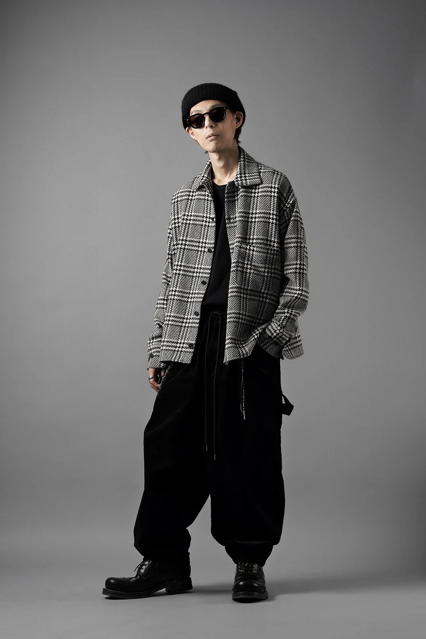 N/07 OPEN COLLAR L/S SHIRT / HOUNDSTOOTH GLEN CHECK (WHITE x BLACK) - Image 32