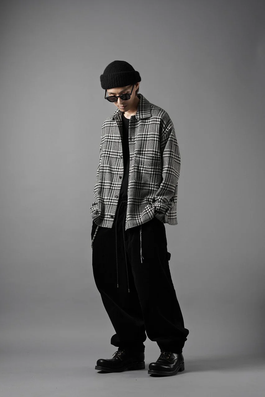 N/07 OPEN COLLAR L/S SHIRT / HOUNDSTOOTH GLEN CHECK (WHITE x BLACK) - Image 33