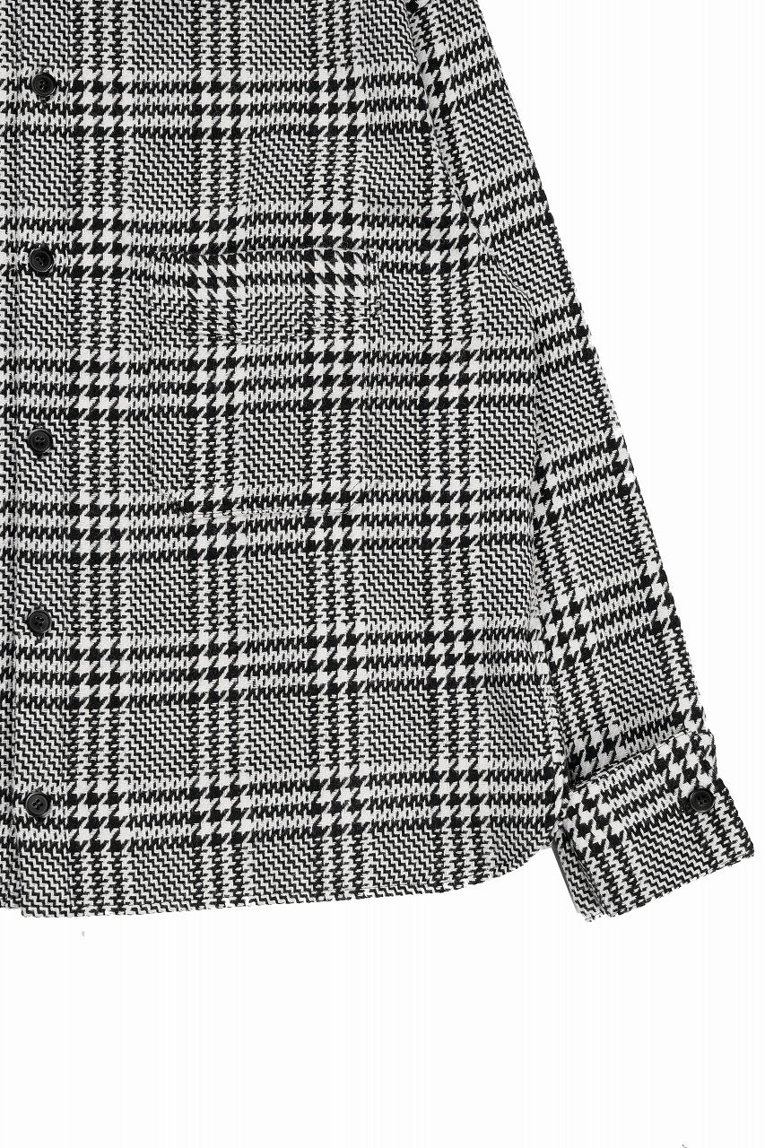 N/07 OPEN COLLAR L/S SHIRT / HOUNDSTOOTH GLEN CHECK (WHITE x BLACK) - Image 6