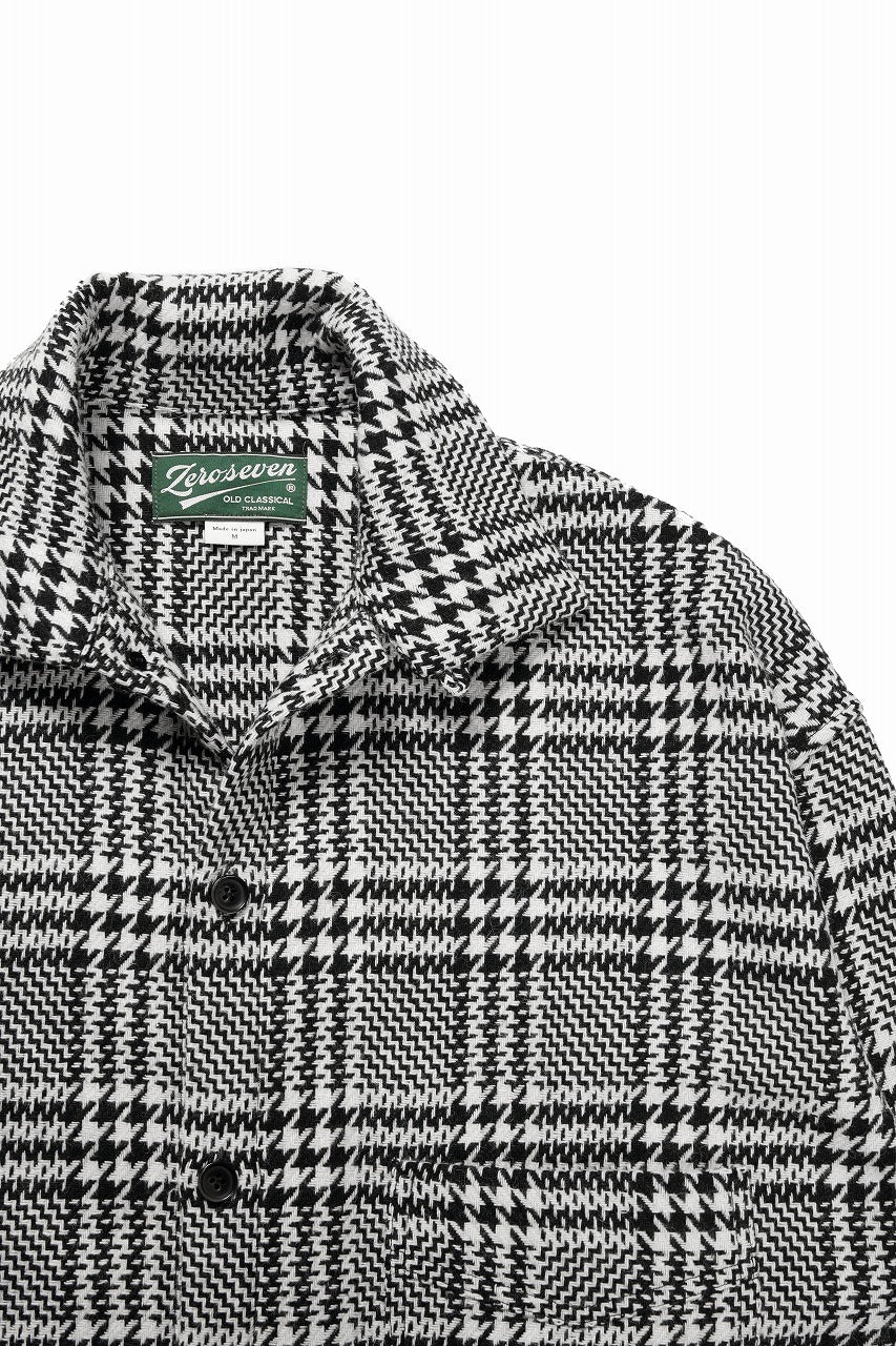 N/07 OPEN COLLAR L/S SHIRT / HOUNDSTOOTH GLEN CHECK (WHITE x BLACK) - Image 7