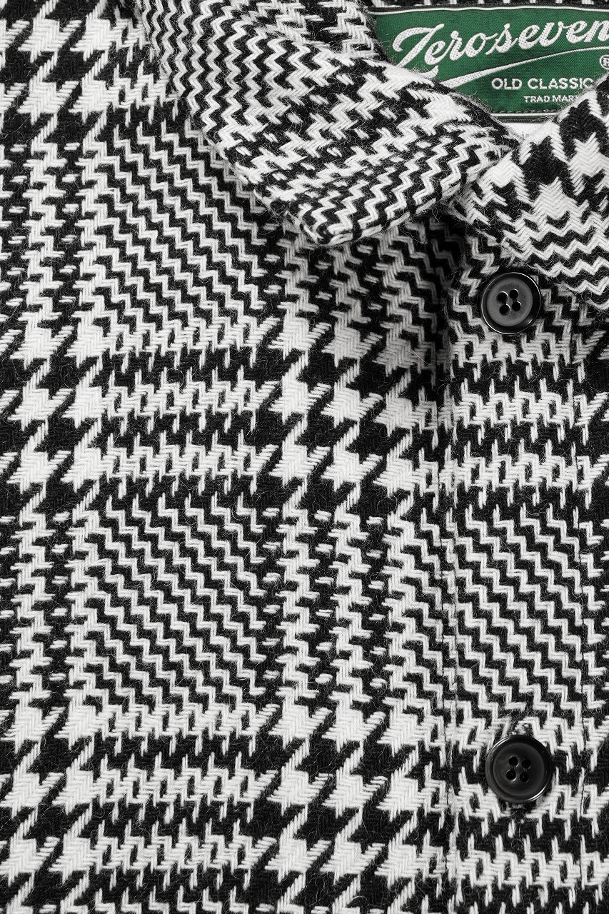 N/07 OPEN COLLAR L/S SHIRT / HOUNDSTOOTH GLEN CHECK (WHITE x BLACK) - Image 9