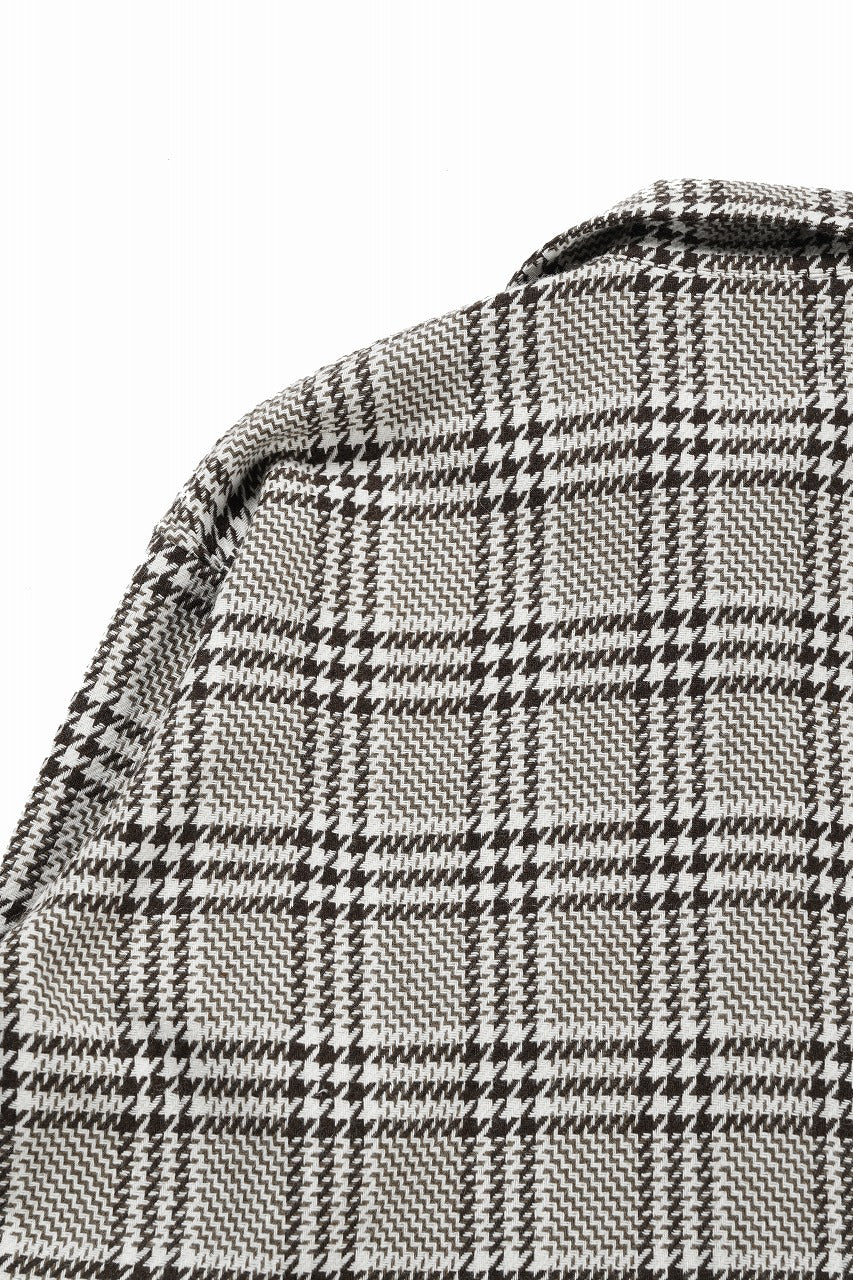 N/07 OPEN COLLAR L/S SHIRT / HOUNDSTOOTH GLEN CHECK (WHITE x BROWN) - Image 12