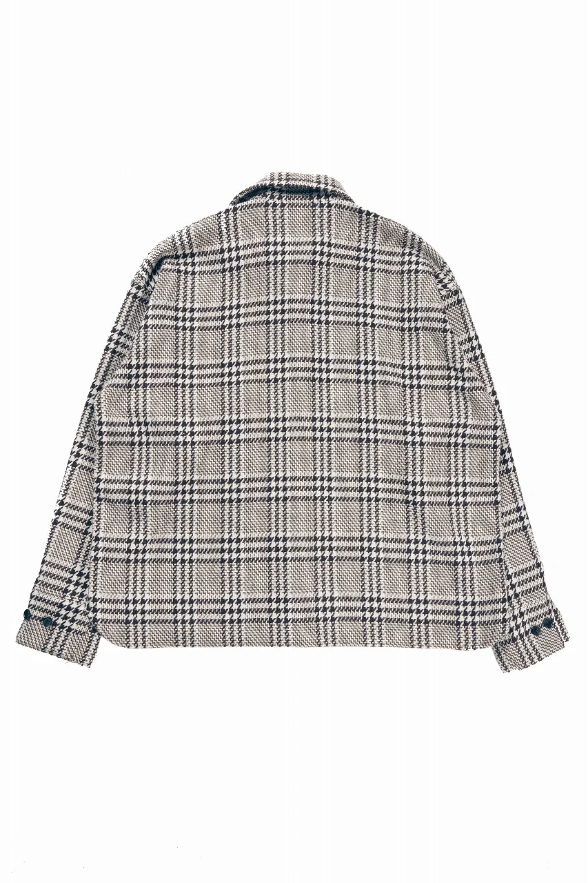 N/07 OPEN COLLAR L/S SHIRT / HOUNDSTOOTH GLEN CHECK (WHITE x BROWN) - Image 3