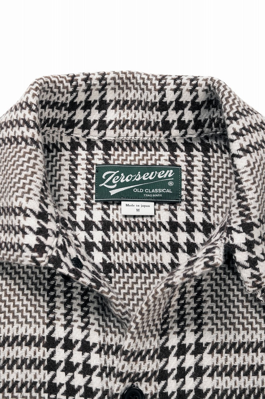 N/07 OPEN COLLAR L/S SHIRT / HOUNDSTOOTH GLEN CHECK (WHITE x BROWN) - Image 7