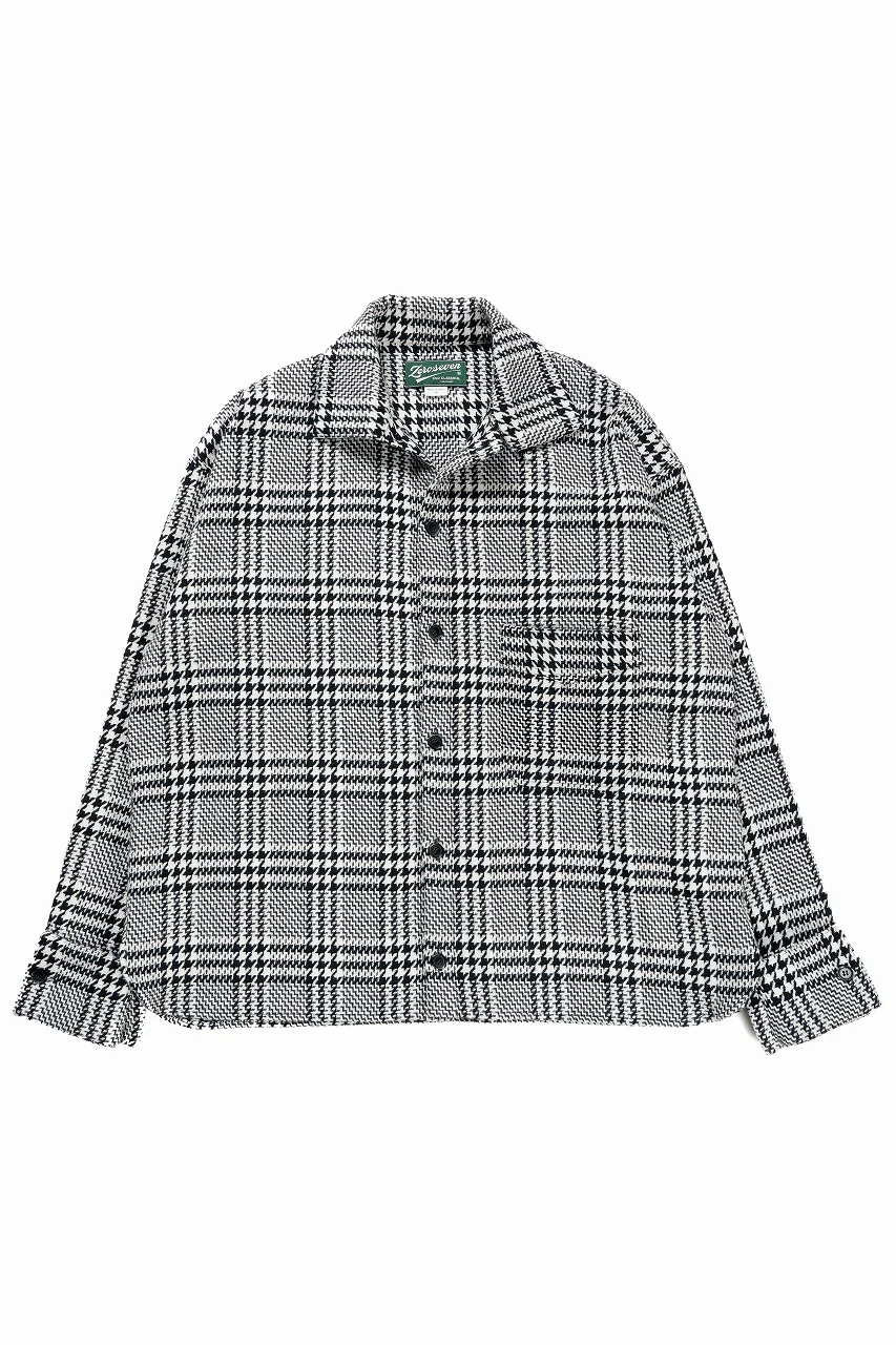 N/07 OPEN COLLAR L/S SHIRT / HOUNDSTOOTH GLEN CHECK (WHITE x GREY)