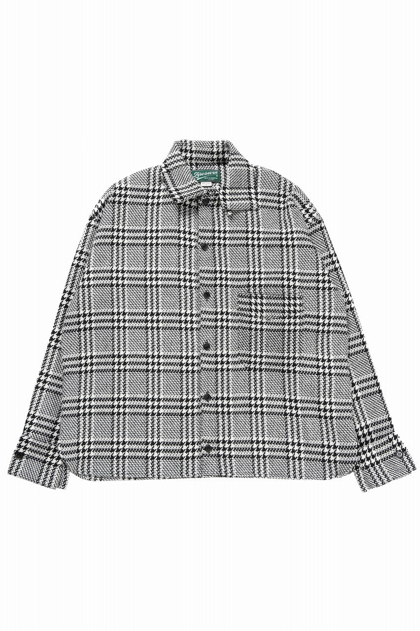 N/07 OPEN COLLAR L/S SHIRT / HOUNDSTOOTH GLEN CHECK (WHITE x GREY) - Image 2